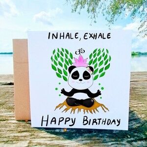 Carta Panda Inspira Espira, Yoga Panda, Animali Yoga, Panda Carino, Yoga Animale Carino, Panda Divertente