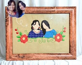Custom Faceless Portrait Embroidery, Embroidered Family Picture, Personalised Portrait, Mother's Day Gift, Photo Frame Couple & Friends