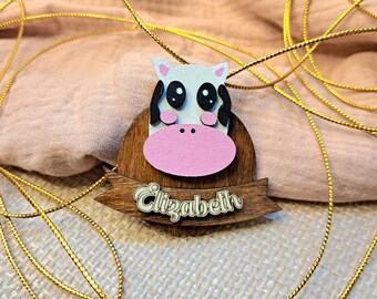 Cow Baby Shower Favors: Hand-Painted Wooden Animal Magnets