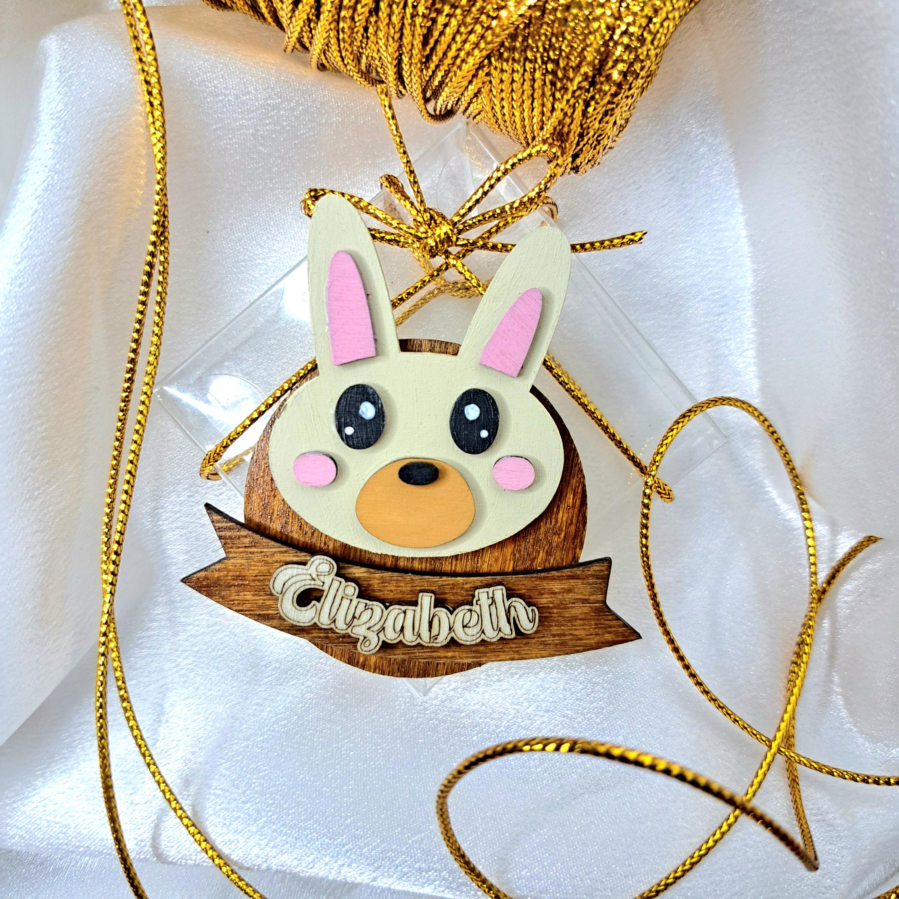Bunny Baby Shower Favors: Personalized Wooden Animal Magnet