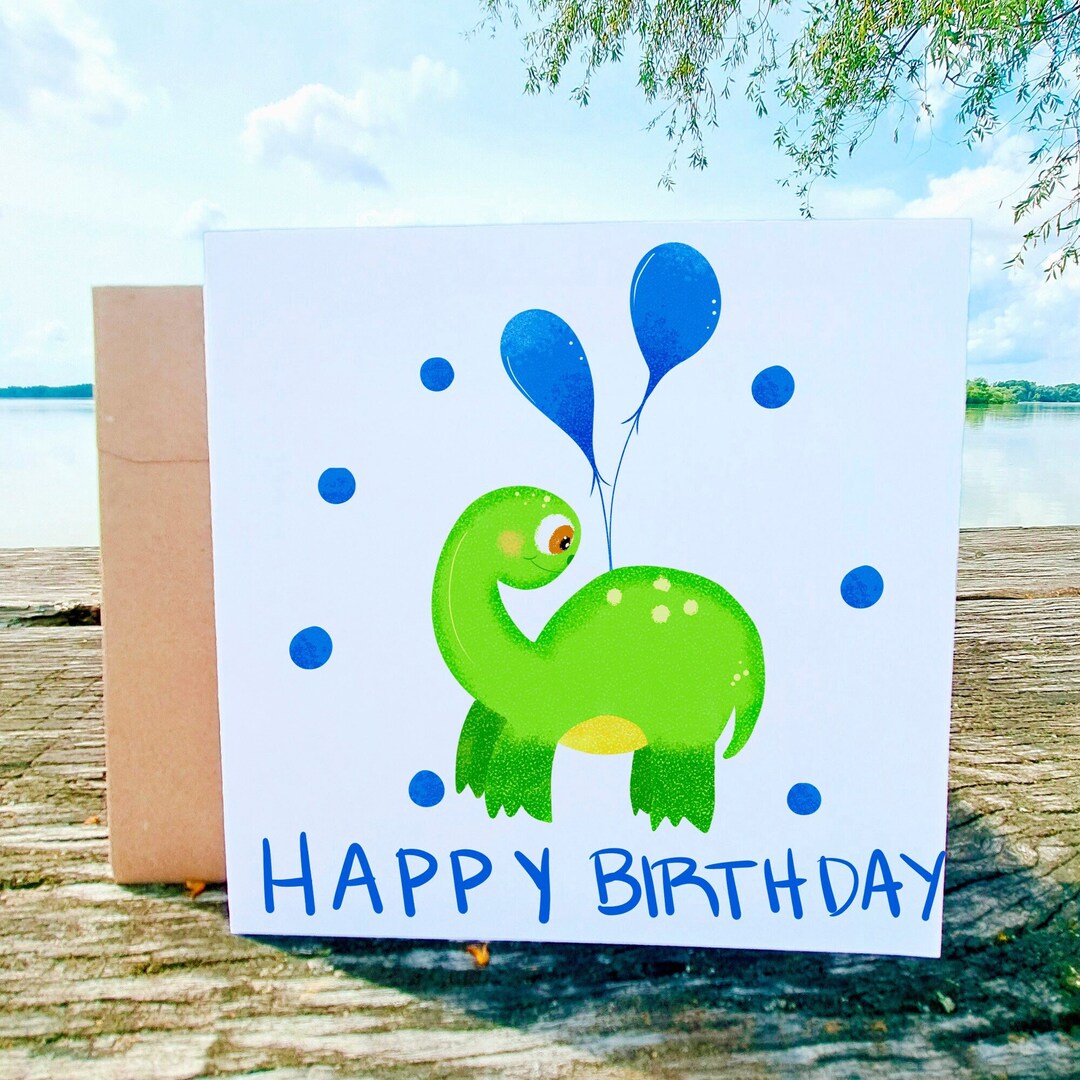 Brontosaurus Card Brontosaurus Birthday Card, Kids Birthday, Card for Dinosaur Lovers ...