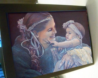 greeting card print of original art- baby ribbon dreams