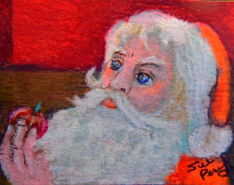 original art drawing ACEO Christmas Santa
