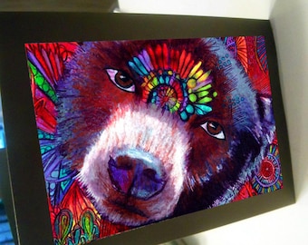 greeting card zentangle honey bear blank card