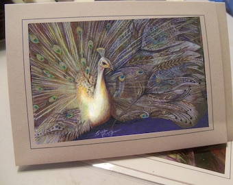 greeting card print of original art-white peacock Zentangle