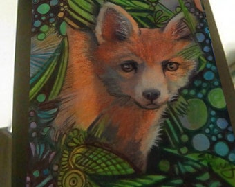 greeting card print of original art-  fox  Zentangle