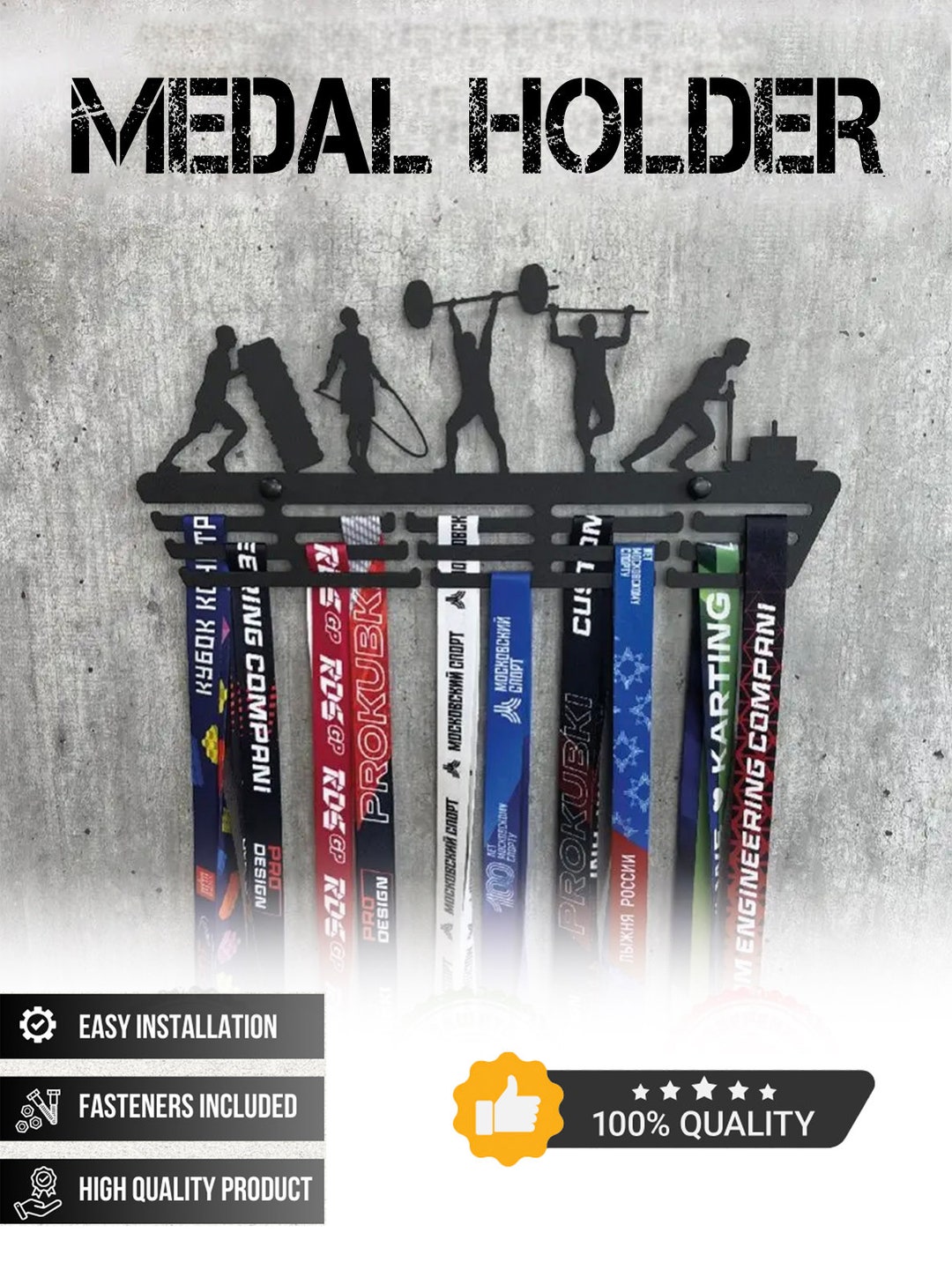 Crossfit Medal Rack Holder, Powerlifting Medal Hanger, Medals With ...