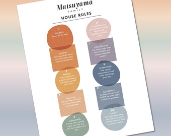 Printable Family Rules Chart - Stacked Stones - Instant Download Printable, Editable PDF, Minimalist, Decor-Worthy, All Ages