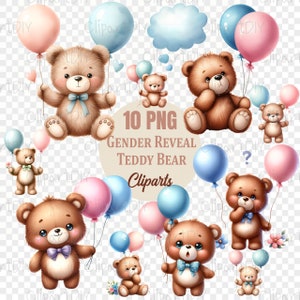 GENDER REVEAL party png, lot de cliparts il ou elle, garçon ou fille, clipart faire-part de naissance, babyshower png, fond transparent