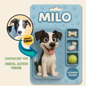 Custom Pet Action Figure, Personalized Dog Figurine, Custom Toy Figure, Pet Toy Box, Personalized Dog Toy, Digital Pet Portrait