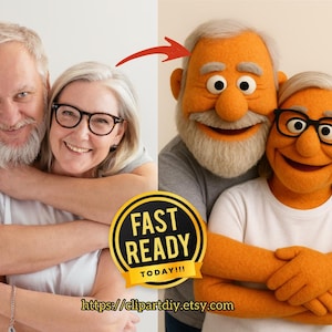 Custom Muppet Portrait from Photo | Puppet-Style Cartoon Family, Couple | Personalized Digital Art Gift. Muppetise Me! Puppet version of you