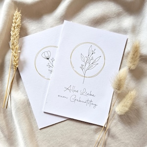 Klappkarte Blumen Set Glückwunschkarten Line-Art Minimalistisch