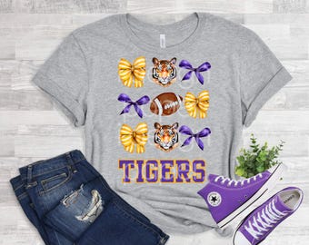 Tigers Coquette Bow PNG |Tigers Football JPG | Tigers T-shirt Sublimation Digital File Download l Tigers Mascot Tiger Logo| Instant download