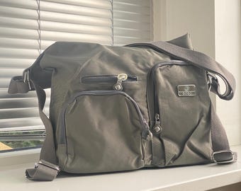 Nylon Messenger Bag: 3-Compartment Crossbody Travel Bag