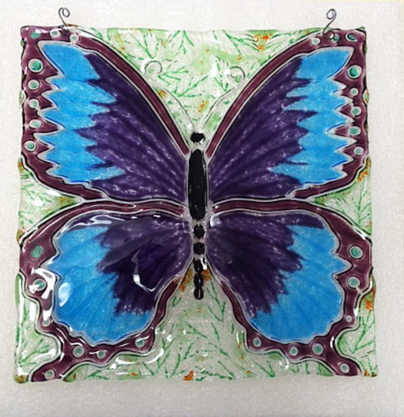 Butterfly, Fused Glass Window Display, Hanging, 10 X 10, Indoor ...