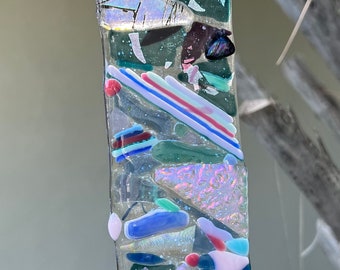 Fusing Glass WindSpinner, Garden, Lila, Türkis, Pink, Meergrün, Schwarz, Hellblau, Himbeere