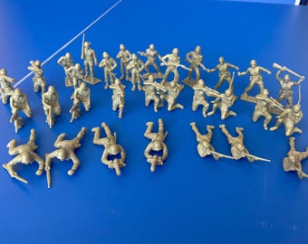 Marx Cavemen 6 Inch Complete Set of 6 Butterscotch Plastic 1963