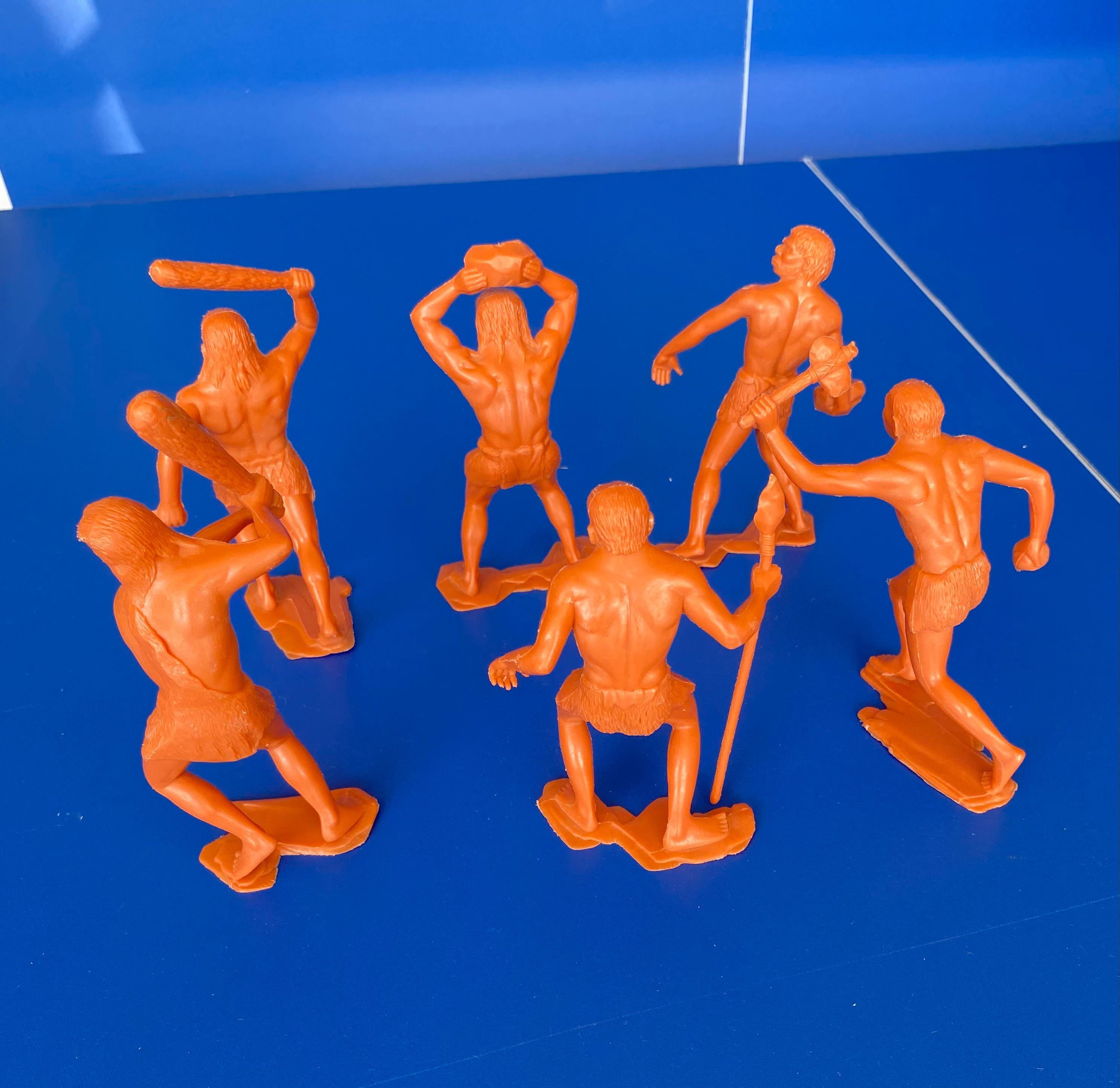 Marx Cavemen 6 Inch Complete Set of 6 Butterscotch Plastic 1963