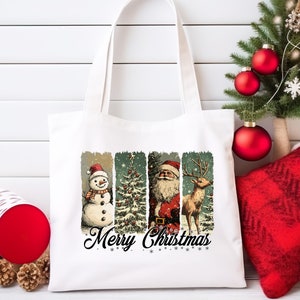 Merry Christmas Tote Bag, Cute Canvas Tote Bag, Christmas Gift Bag, Holiday Bag Gift, Christmas Tree Tote Bag, Merry Christmas Canvas Tote