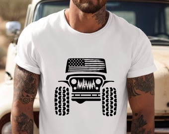 Forest Offroad Shirt, American, USA Flag,  4WD Offroad Tee