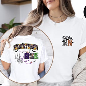 Camiseta personalizada de enfermera de Halloween, Enfermera registrada espeluznante, Graduación de Halloween, Camiseta de la escuela de enfermería