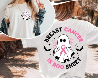 Breast Cancer Is Boo Sheet Shirt, Ghost Awareness, Cancer Halloween Gift, Pink Ribbon
