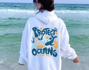 Protect Our Oceans Crewneck, Summer Ocean Hoodie, Oversized Fit