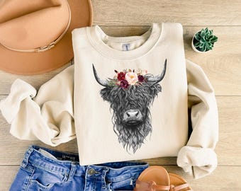 Highland Cow Sweatshirt, Country Hoodie, Western Clothes, Farm Hoodie