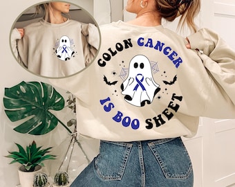 Ghost Ribbon Colon Cancer Awareness Sweatshirt, Halloween Gift Hoodie