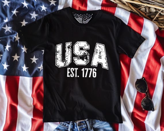 America 4th of July Shirt, Retro USA EST 1776 Shirt, America Flag Shirt, Stars and Stripes, American Women Shirt, Independence Day Gift