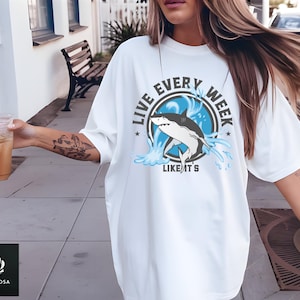 Ocean Shark Graphic Tee, Retro Summer Shirt