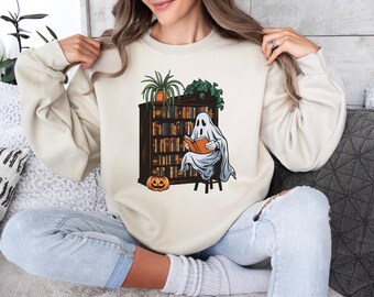 Bookish Ghost Sweatshirt: Spooky Library, Halloween Hoodie