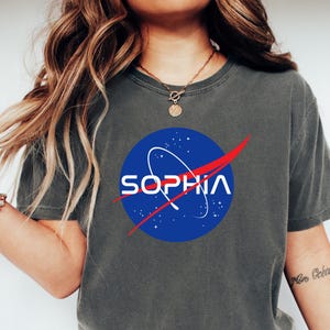Comfort Colors Custom NASA Style Name Shirt, Custom Space Shirt, Sci-Fi Custom Gift, Personalized NASA Font Tee, NASA Logo Inspired Name Tee