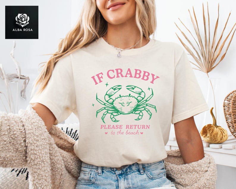 If Crabby Please Return Shirt, Funny Beach Graphic Tee, Return To The Beach Tee, Summer Vacation Shirt, Beach Lover Gift, Summer Lover Tee image 6