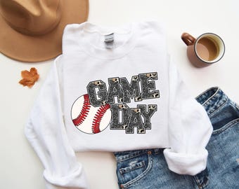 Baseball Game Day Sweatshirt, Retro Varsity Mom Outfit Hoodie Crewneck