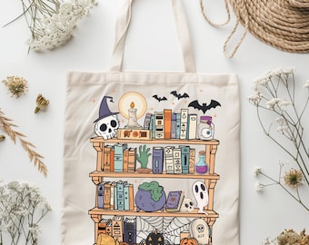 Ghost Reading Tote Bag, Halloween Tote Bag, Bookish Ghost Tote Bag, Book Lover Bag, Librarian Tote Bag, Book Lover Gift, Halloween Bag