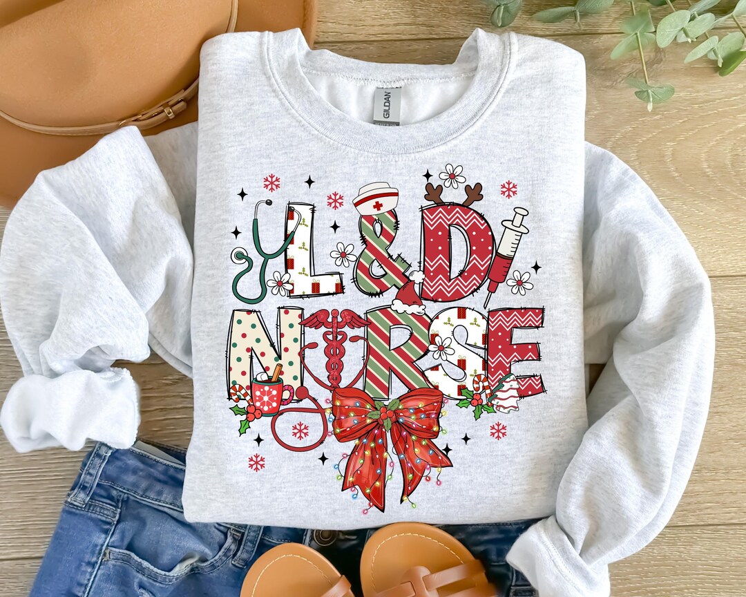 Christmas Labor and Delivery Nurse Sweatshirt, Retro Gift for Nurse