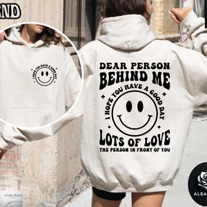 You are Enough, Dear Person Behind Me Two Sided Hoodie, Suicide Prevention Sweatshirt, Back and Front Hoodie, Positivity Sweatshirt, Toddler