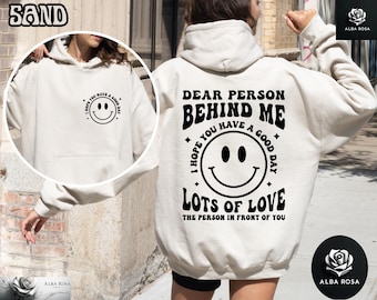 You are Enough, Dear Person Behind Me Two Sided Hoodie, Suicide Prevention Sweatshirt, Back and Front Hoodie, Positivity Sweatshirt, Toddler