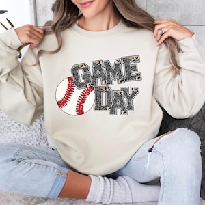 Game Day Sweatshirt, Baseball Gameday Mom Hoodie, Varsity Retro Gameday Outfit, Softball Game Day Crewneck, Family Baseball Gameday Crewneck