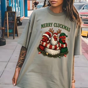 Comfort Colors® Merry Cluckmas Shirt, Chicken Christmas