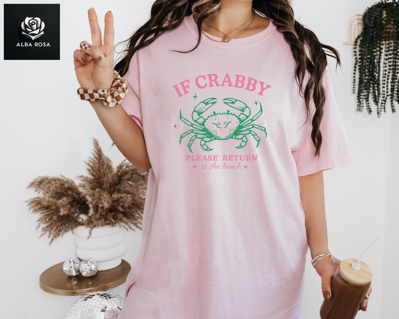 If Crabby Please Return Shirt, Funny Beach Graphic Tee, Return To The Beach Tee, Summer Vacation Shirt, Beach Lover Gift, Summer Lover Tee image 3