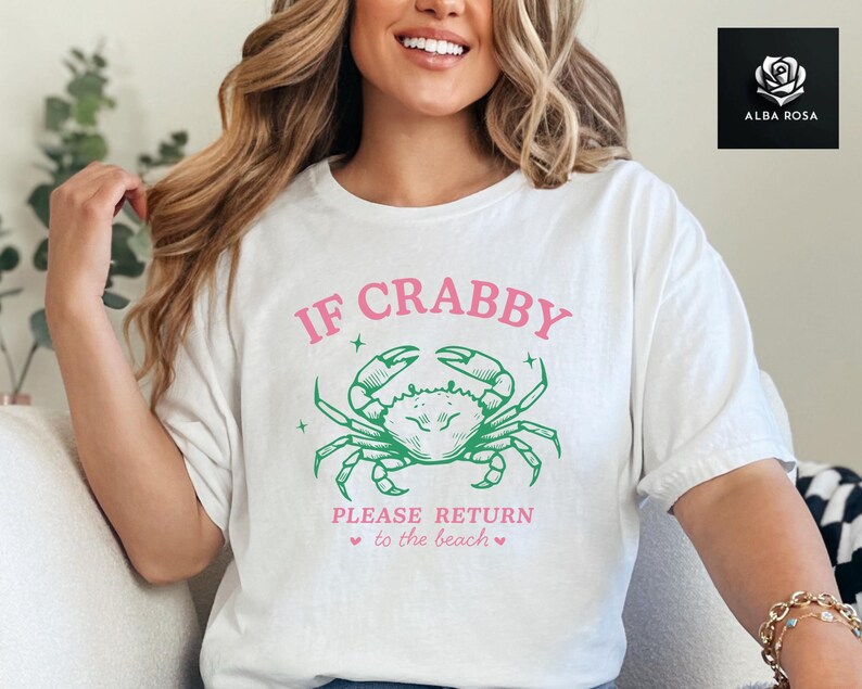 If Crabby Please Return Shirt, Funny Beach Graphic Tee, Return To The Beach Tee, Summer Vacation Shirt, Beach Lover Gift, Summer Lover Tee image 5