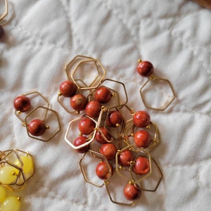 Set of 4 - Hexagon Red Jasper Stitch Marker