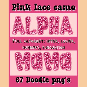 Pink Camo Alphabet, Pink Lace Camo Alpha Set, Doodle Alpha Set, Camo and Lace Alpha, Lace Alphabet Set, Camo Alphabet Set, Trendy Camo Alpha