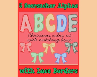 Seersucker Alpha bundle, Christmas alpha png,PNG Font, Doodle Alpha Set, Lace Border Alpha, Lace Trim Alphabet Set, Seersucker font,