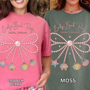 Comfort Colors bachelorette shirt,Personalized Bride TShirt,Bachelorette Party,Coquette Pearl Bow Bachelorette shirt,bachelorette party tee