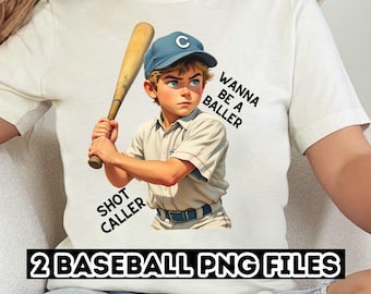 Wanna be a baller shot caller Png | Retro baseball shirt design | Vintage baseball print | Baseball boy Png | Baseball quote design Png