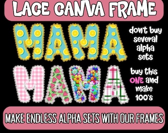 Lace Outline Font Canva Frame Letters,Lace Canva Frame Alphabet Template,Uppercase Alphabet frame,Editable Canva Letters,Lace Border Letters