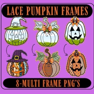 Lace Pumpkin Canva Frame Bundle,coquette pumpkin frame,Halloween multi layer Canva frame,fall autumn sublimation,editable Canva template,